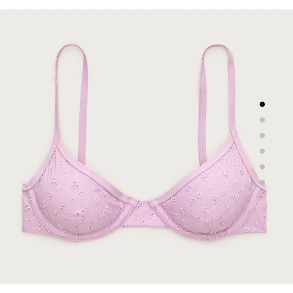 J.Crew Underwire Eyelet Bikini Top Lavender Size 32C Purple Floral Beach Boho